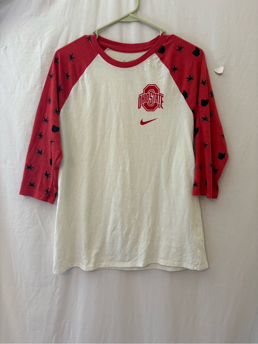 Nike Ohio State Raglan Long Sleeve Tee - Red & White